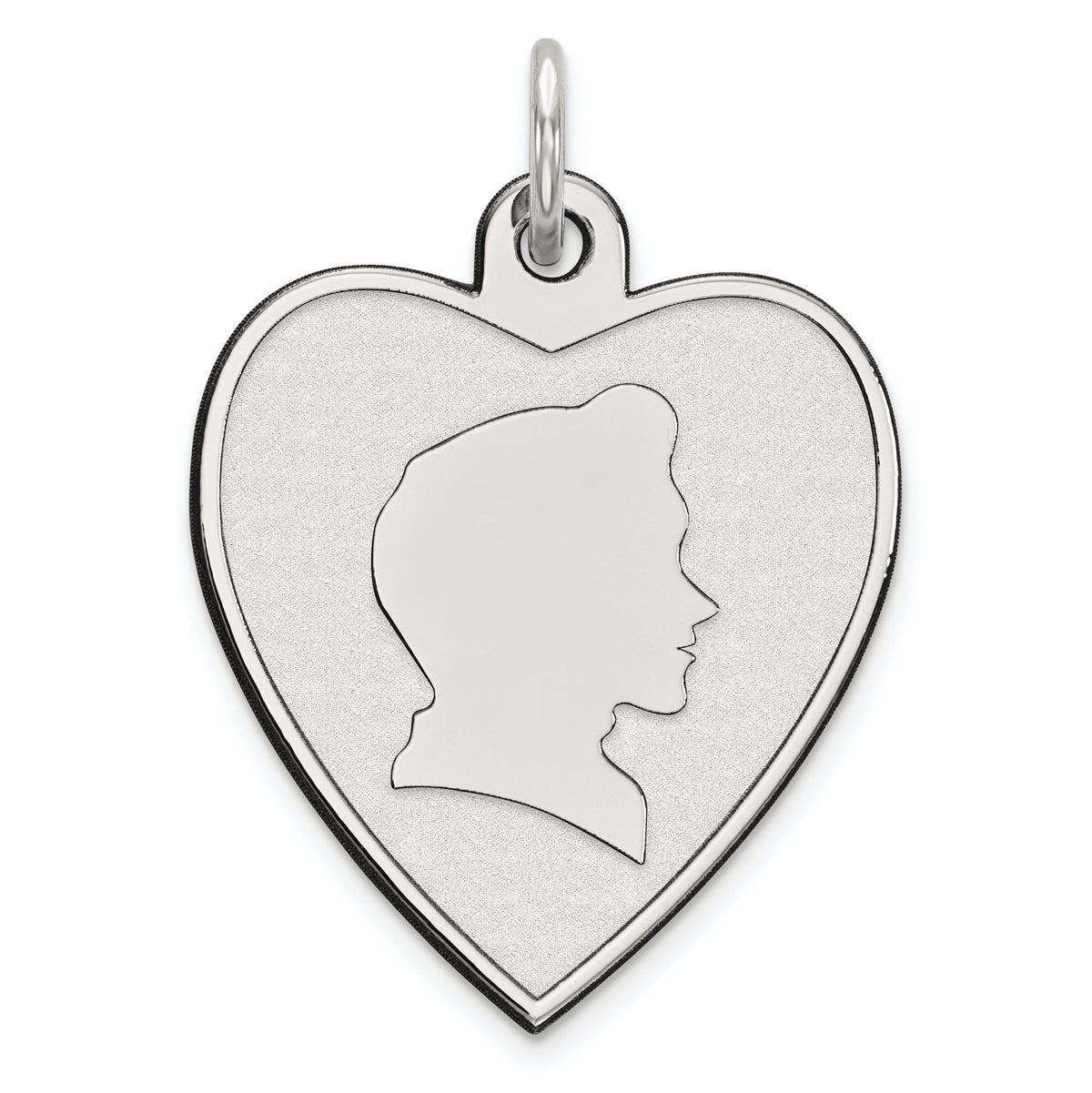 Sterling Silver Rhodium-plated Engraveable Boy Disc Charm