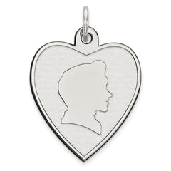 Sterling Silver Rhodium-plated Engraveable Boy Disc Charm