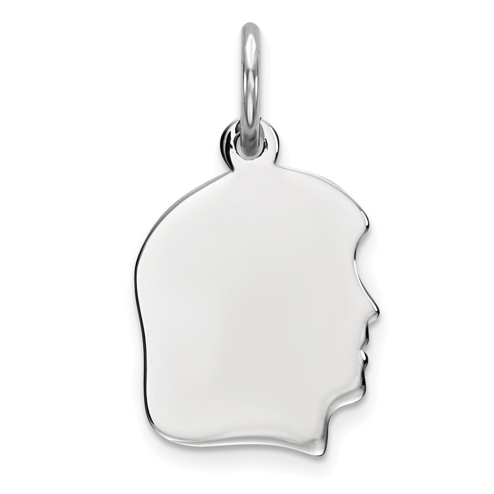 Sterl Silver Rh-plt Engraveable Girl Polished Front/Satin Back Disc Charm Main image