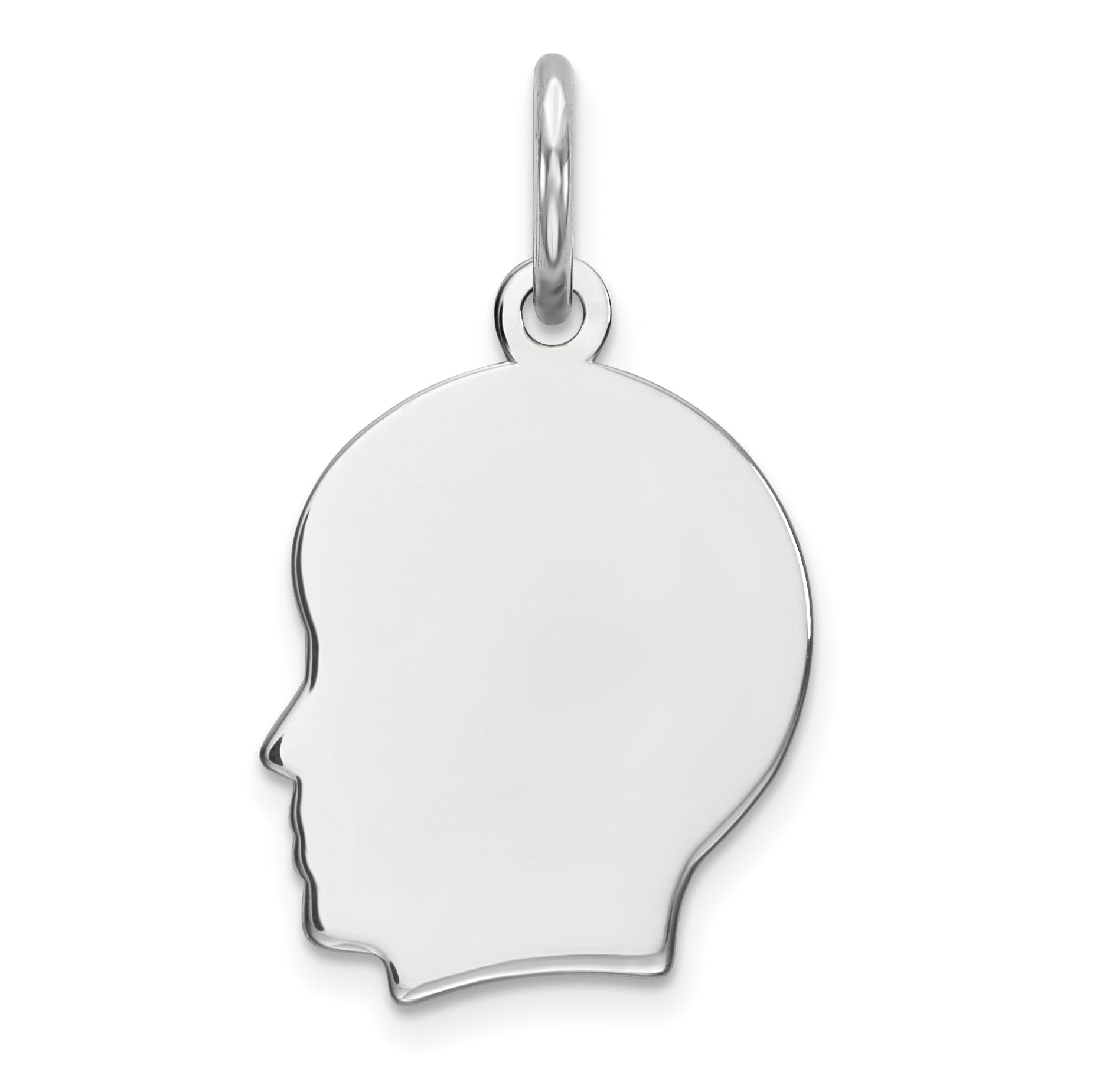 Sterl Silver Rh-plt Engraveable Boy Polished Front/Satin Back Disc Charm Main image