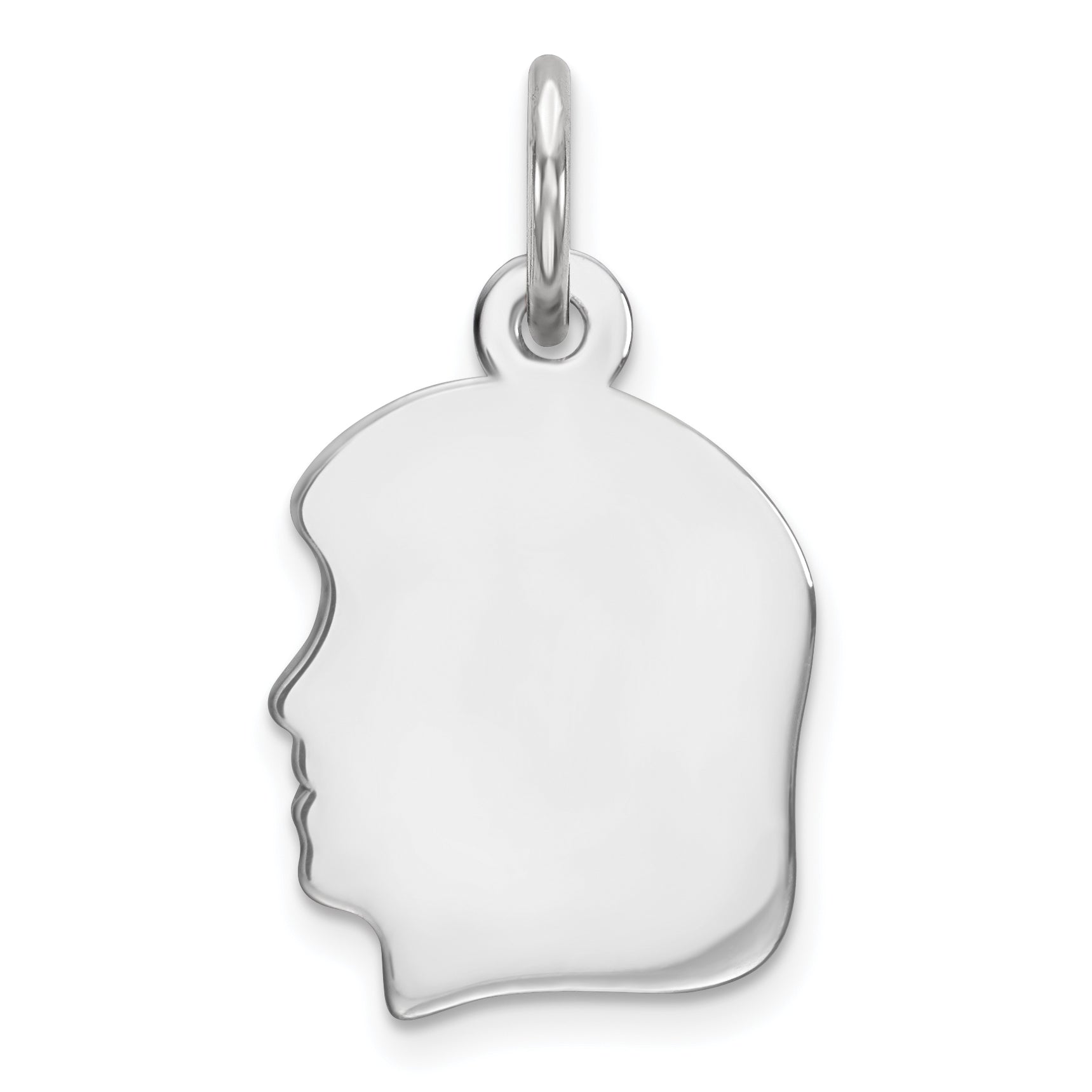 Sterl Silver Rh-plt Engraveable Girl Polished Front/Satin Back Disc Charm Main image
