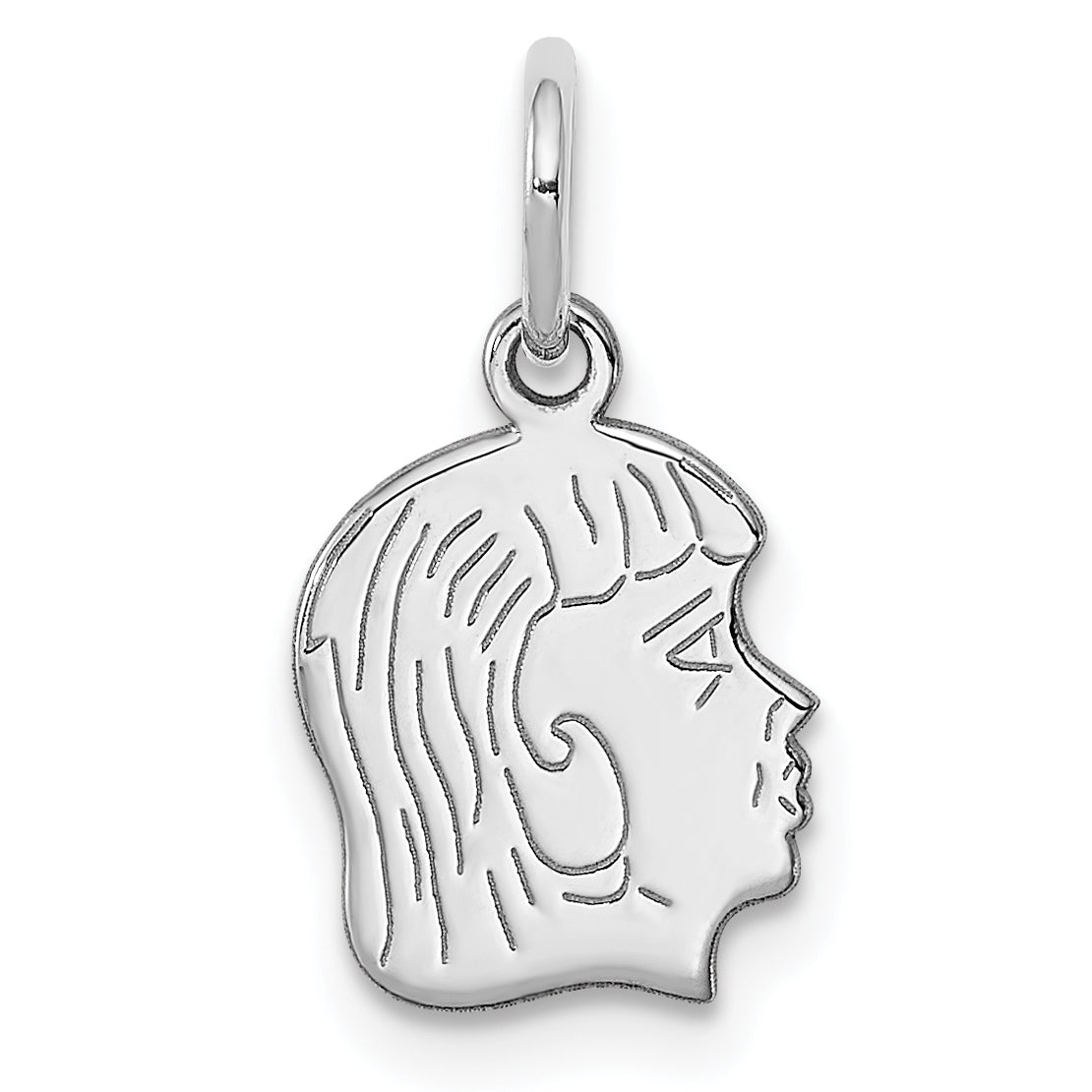 Sterl Silver Rh-plt Engraveable Girl Polished Front/Satin Back Disc Charm Main image