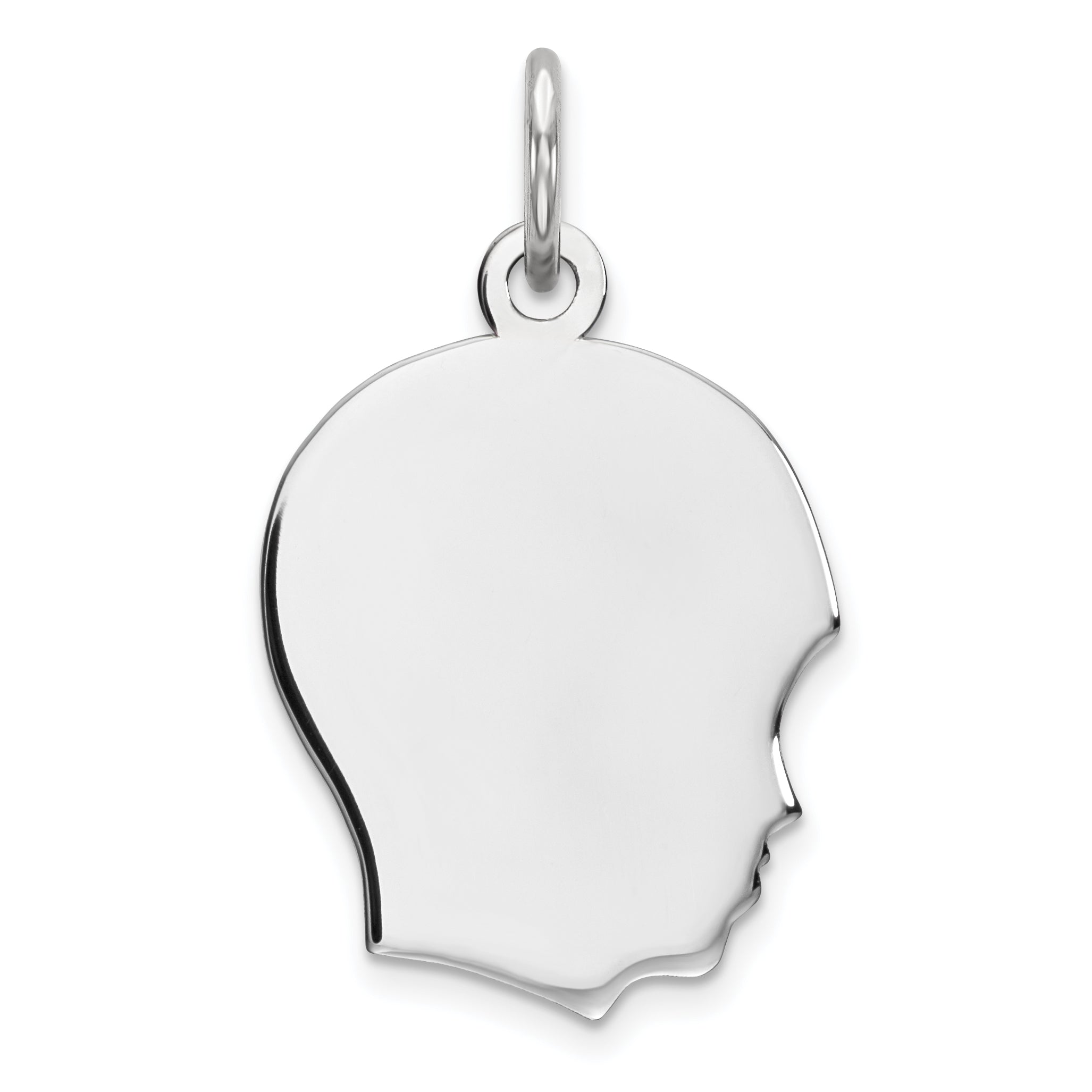 Sterl Silver Rh-plt Engraveable Boy Polished Front/Satin Back Disc Charm Main image