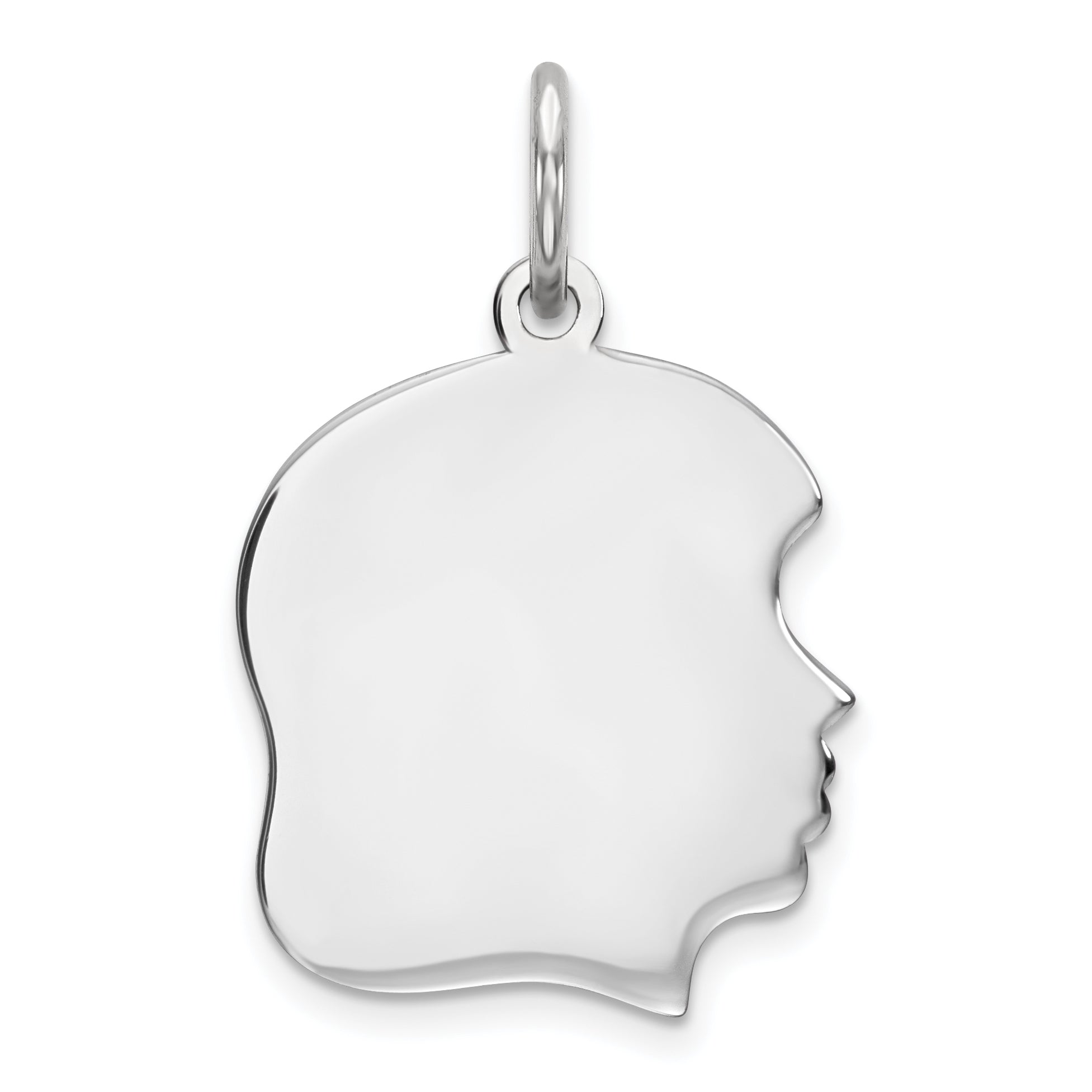 Sterl Silver Rh-plt Engraveable Girl Polished Front/Satin Back Disc Charm Main image