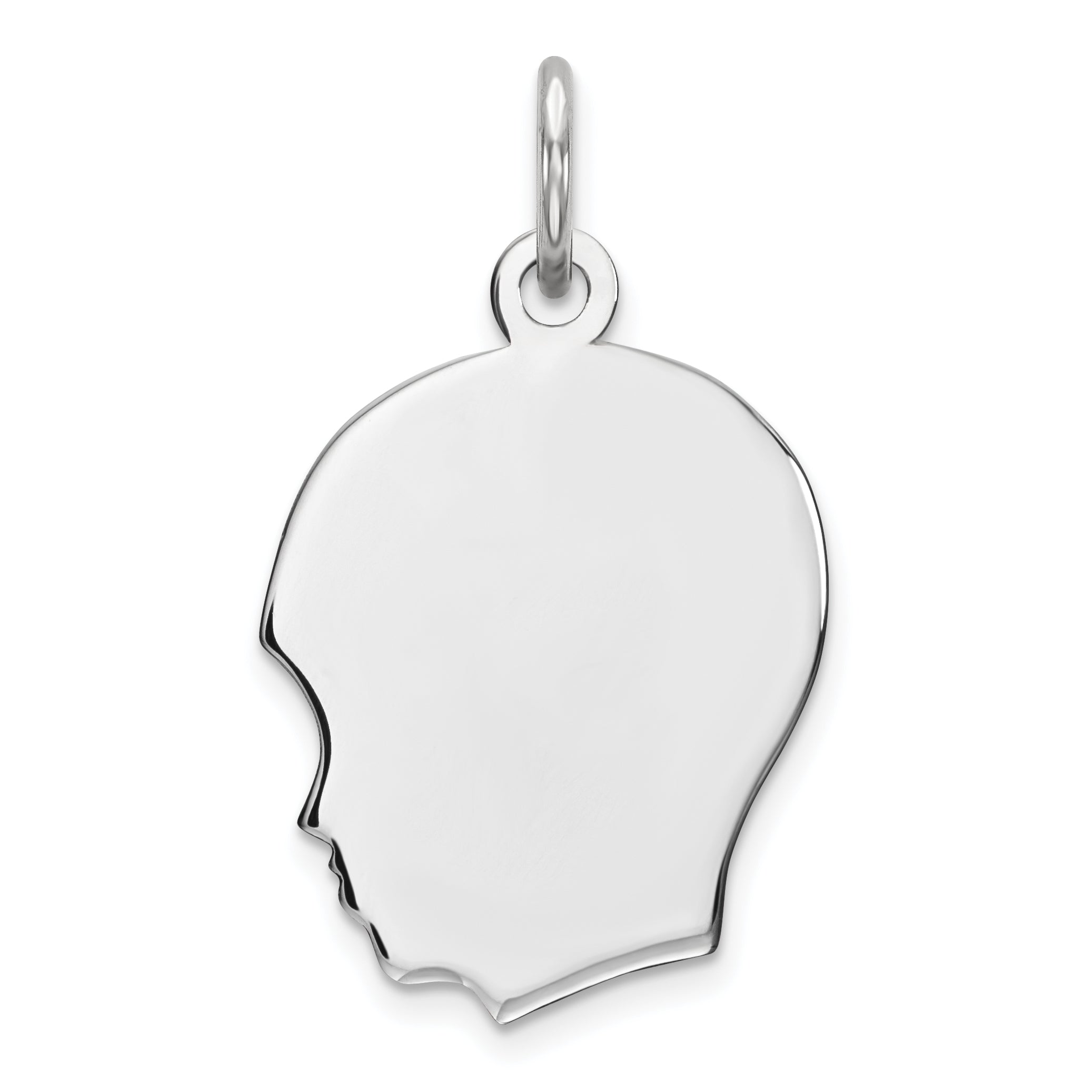 Sterl Silver Rh-plt Engraveable Boy Polished Front/Satin Back Disc Charm Main image