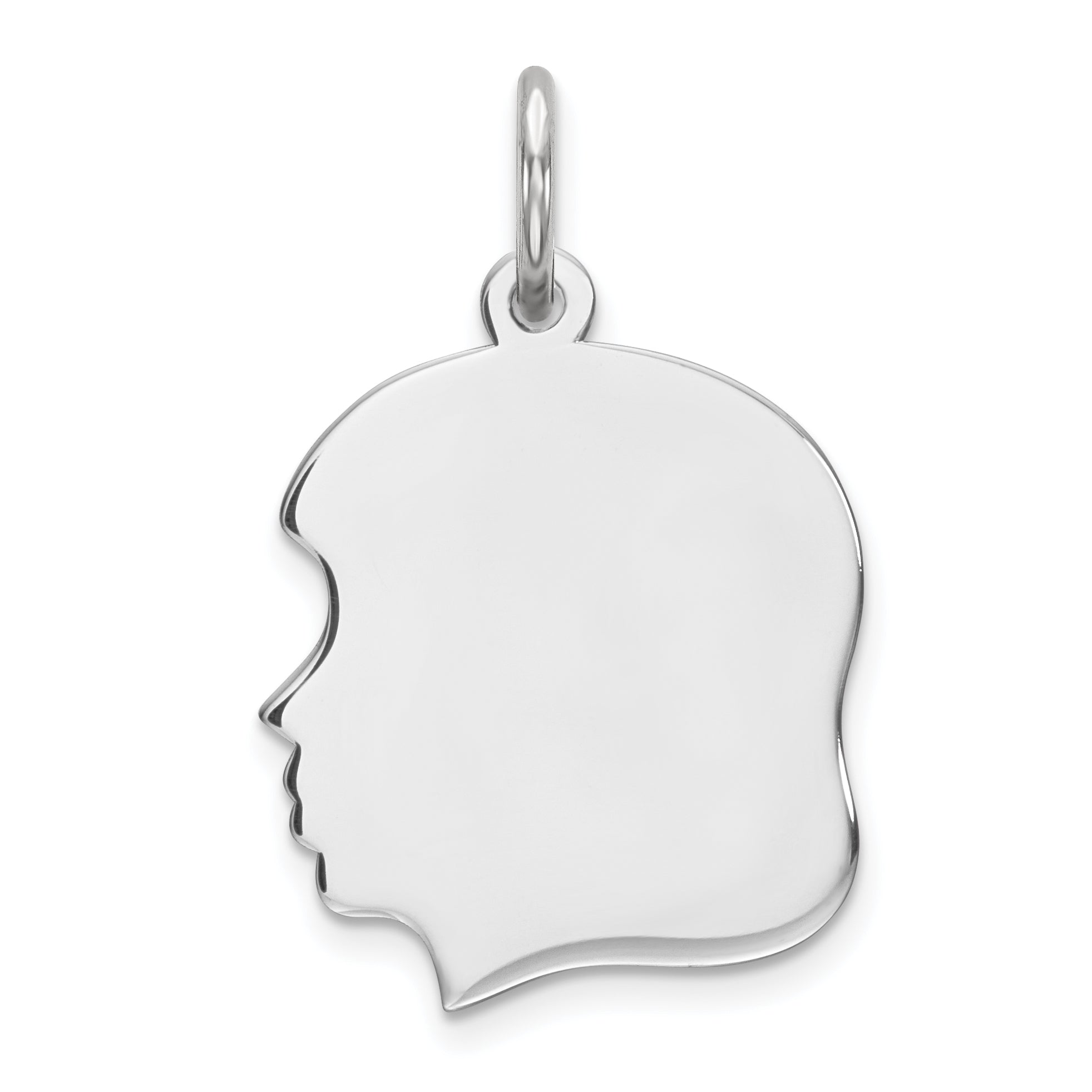Sterl Silver Rh-plt Engraveable Girl Polished Front/Satin Back Disc Charm Main image