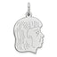 Sterl Silver Rh-plt Engraveable Girl Polished Front/Satin Back Disc Charm