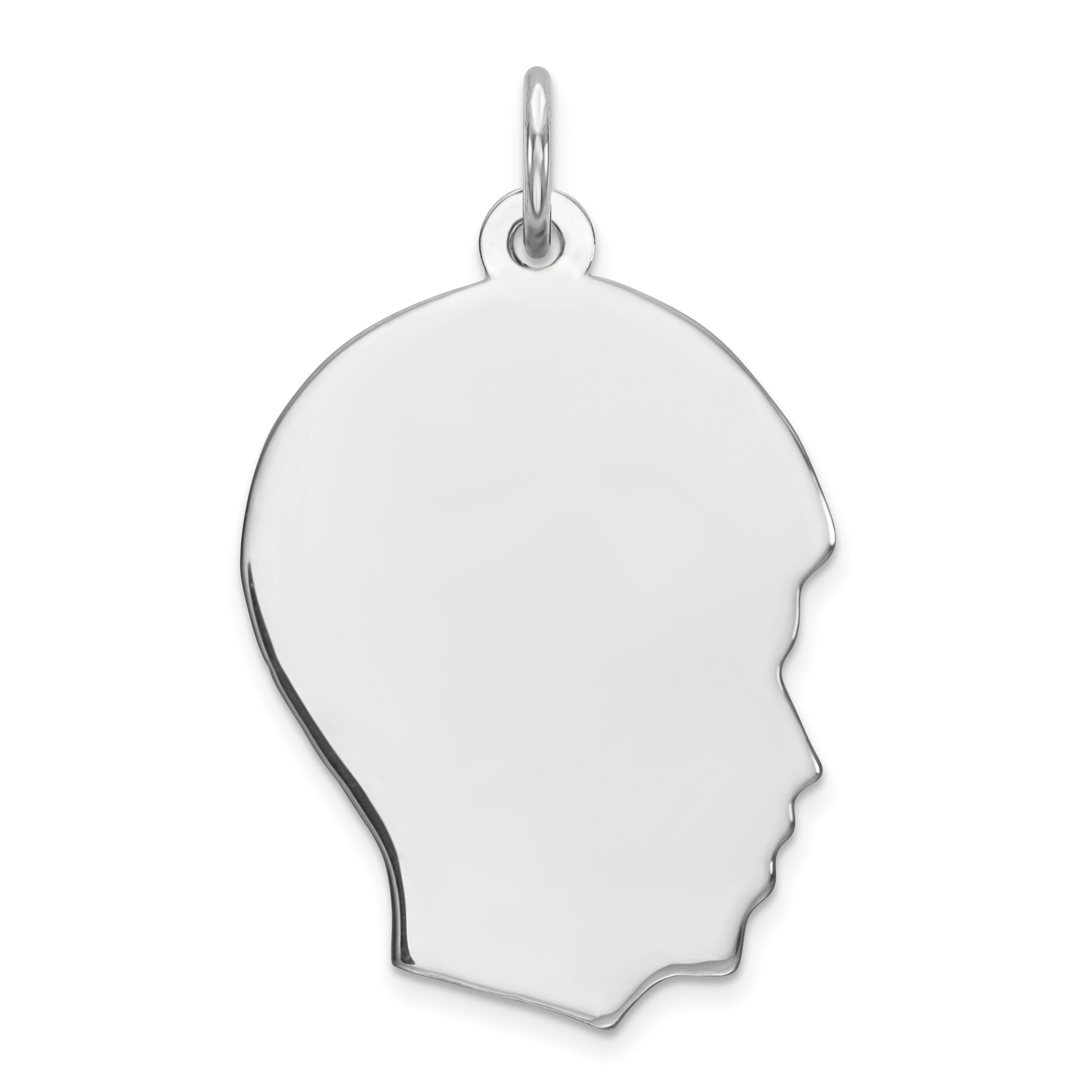 Sterling Silver Rhod-plate Eng. Boy Polish Front/Satin Back Disc Charm Main image