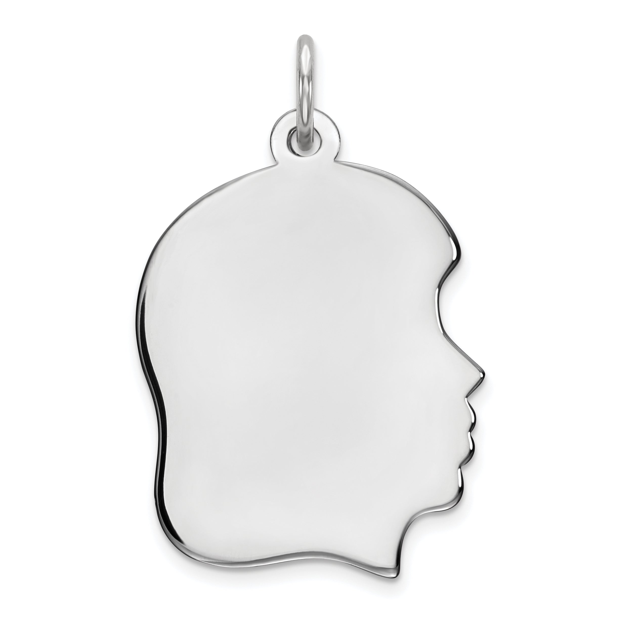 Sterling Silver Rhod-plate Eng. Girl Polish Front/Satin Back Disc Charm Main image