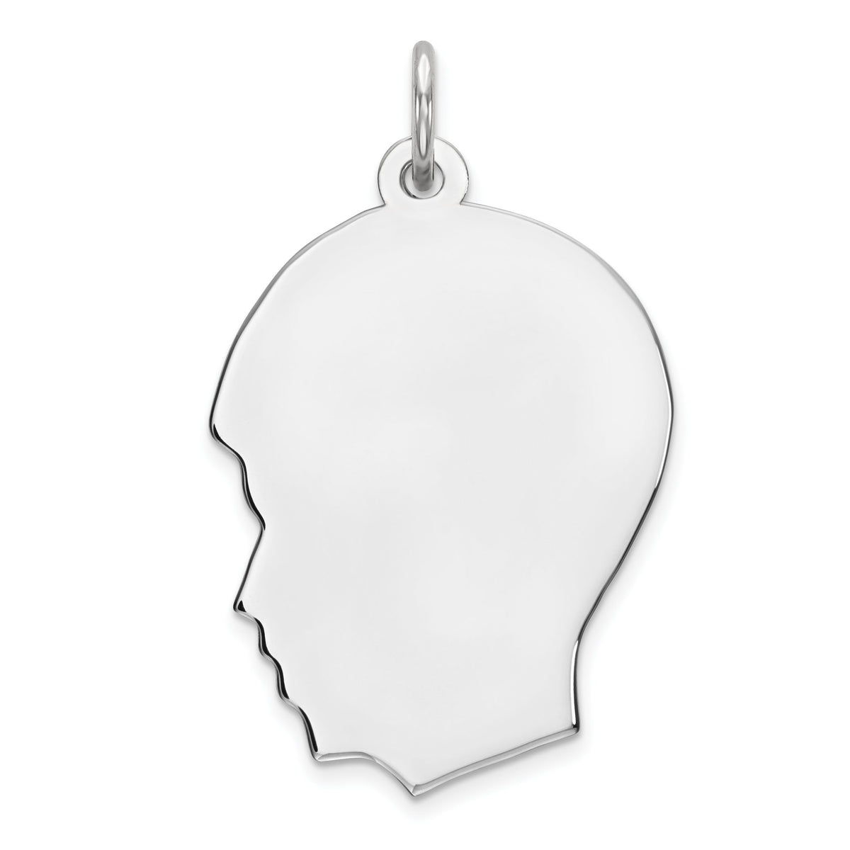 Sterling Silver Rhod-plate Eng. Boy Polished Front/Satin Back Disc Charm - Sophia Jewelers Main image