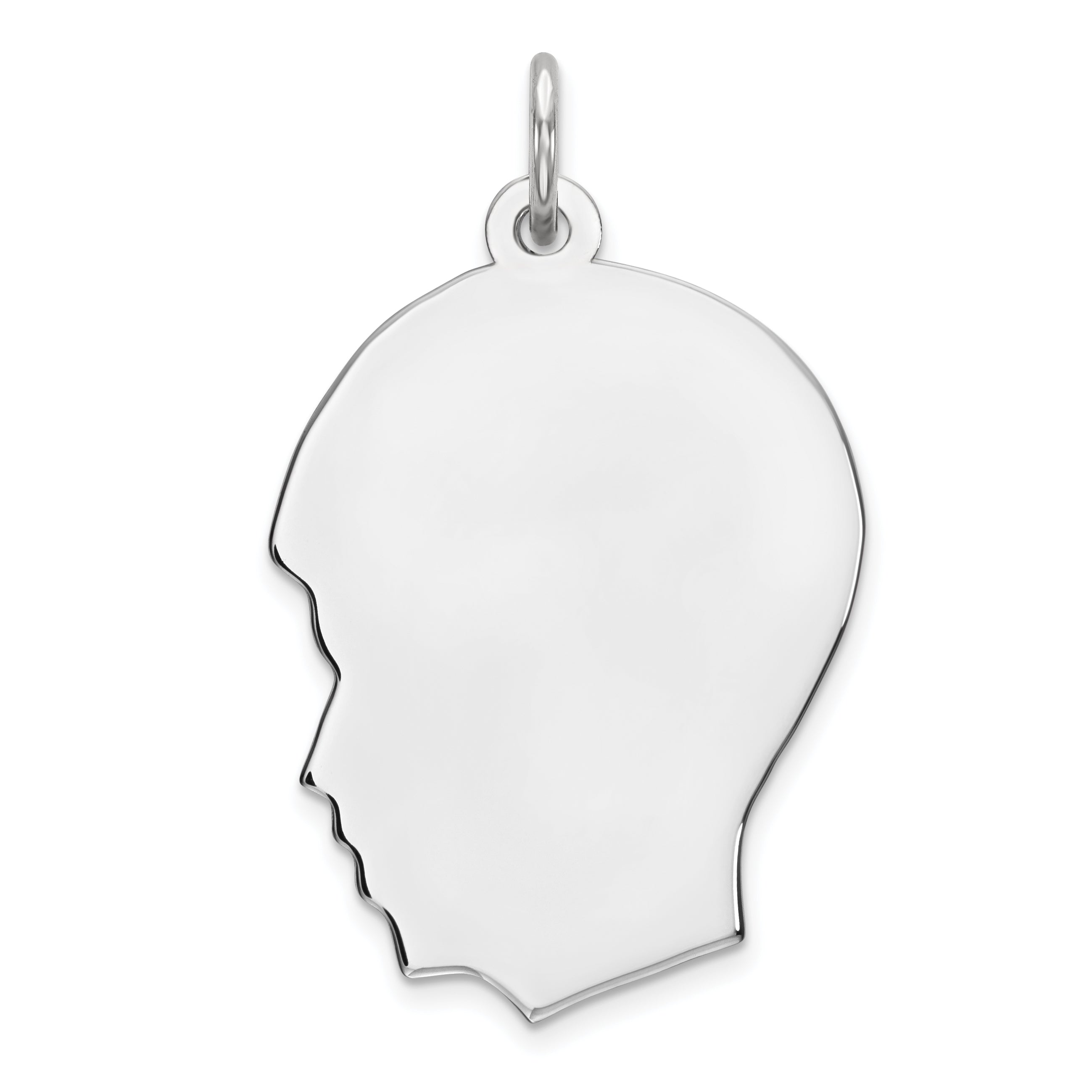 Sterling Silver Rhod-plate Eng. Boy Polished Front/Satin Back Disc Charm Main image