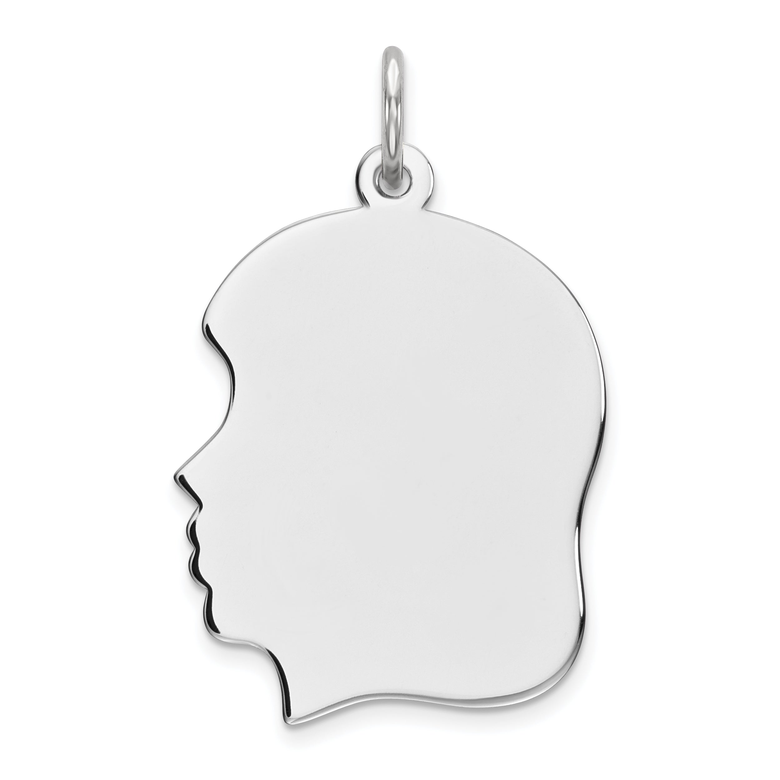 Sterling Silver Rhod-plate Eng. Girl Polished Front/Satin Back Disc Charm