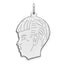 Sterl Silver Rh-plt Engraveable Boy Polished Front/Satin Back Disc Charm
