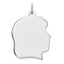 Sterl Silver Rh-plt Engraveable Girl Polished Front/Satin Back Disc Charm