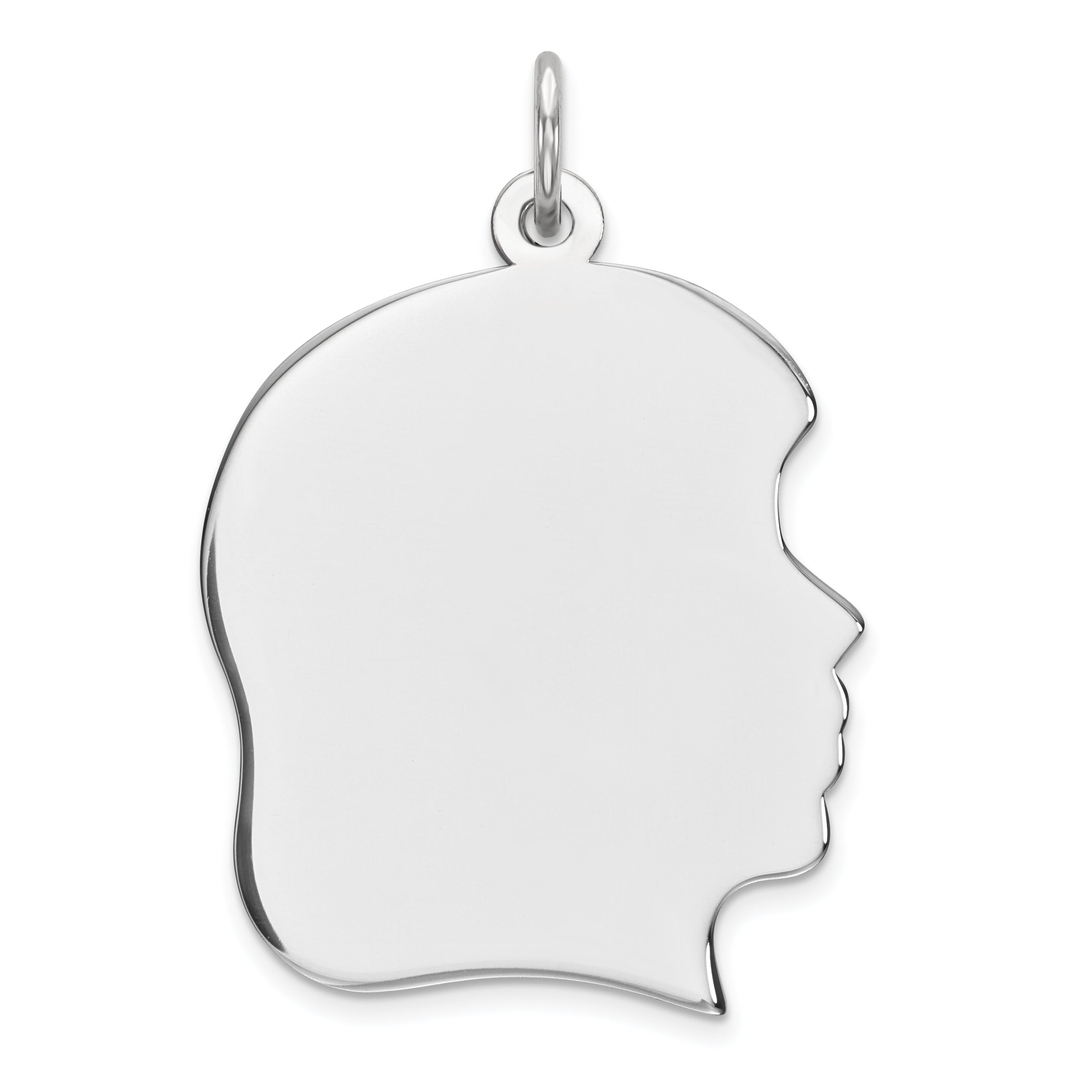 Sterl Silver Rh-plt Engraveable Girl Polished Front/Satin Back Disc Charm Main image