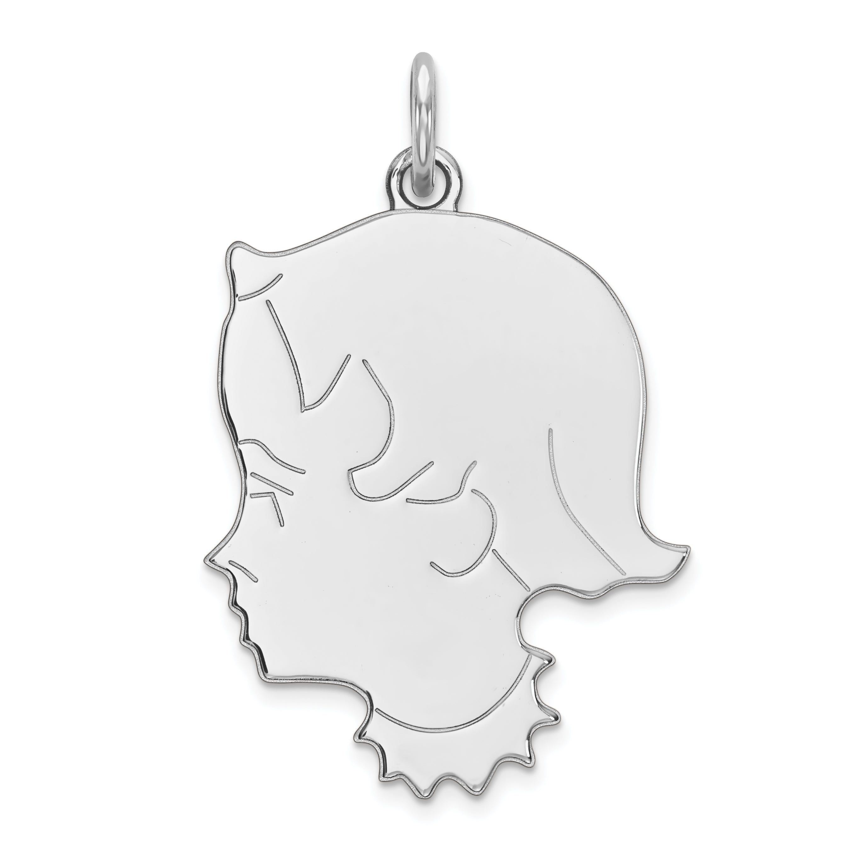 Sterl Silver Rh-plt Engraveable Girl Polished Front/Satin Back Disc Charm Main image