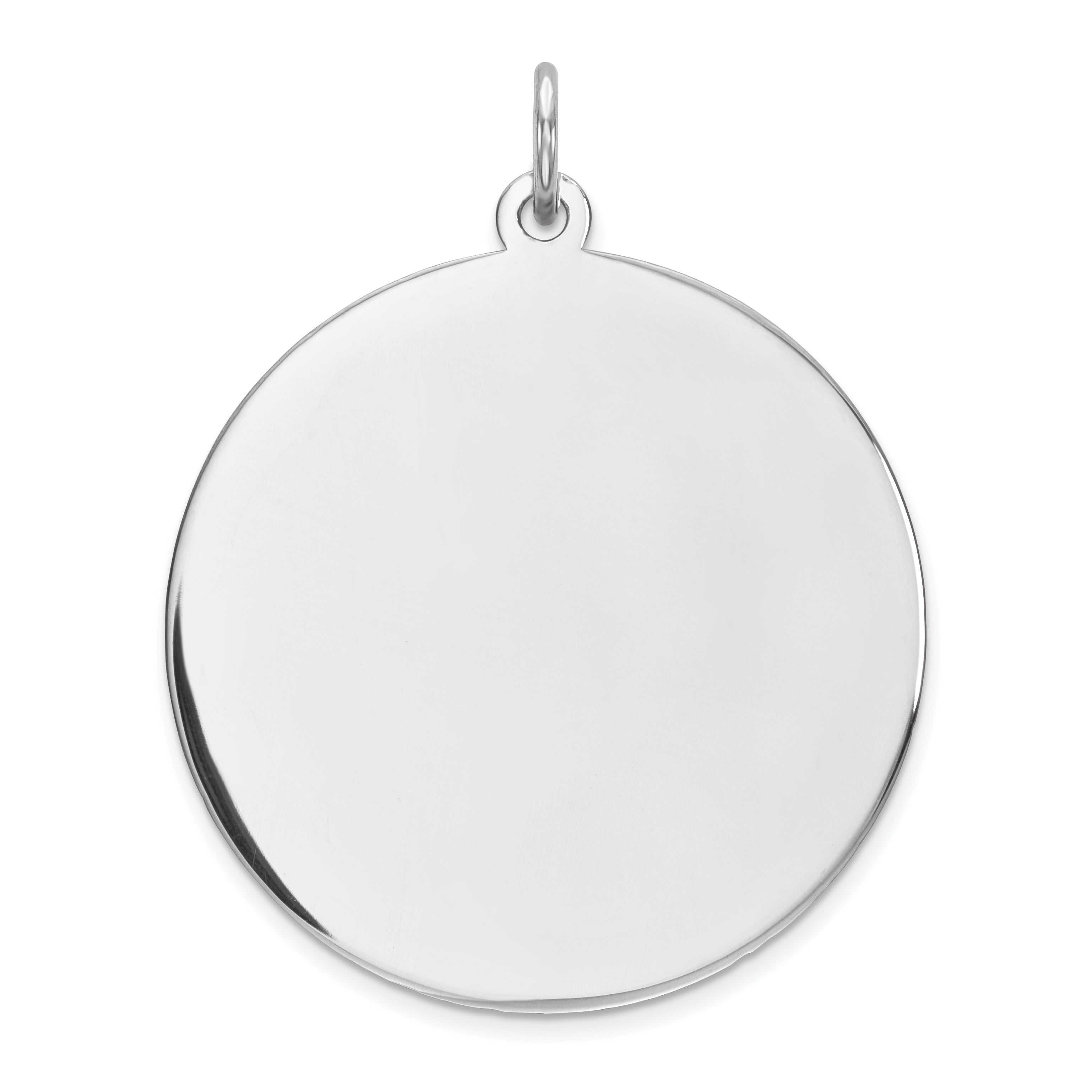 Sterling Silver Rhod-plated Eng. Rnd Polish Front/Satin Back Disc Charm Main image