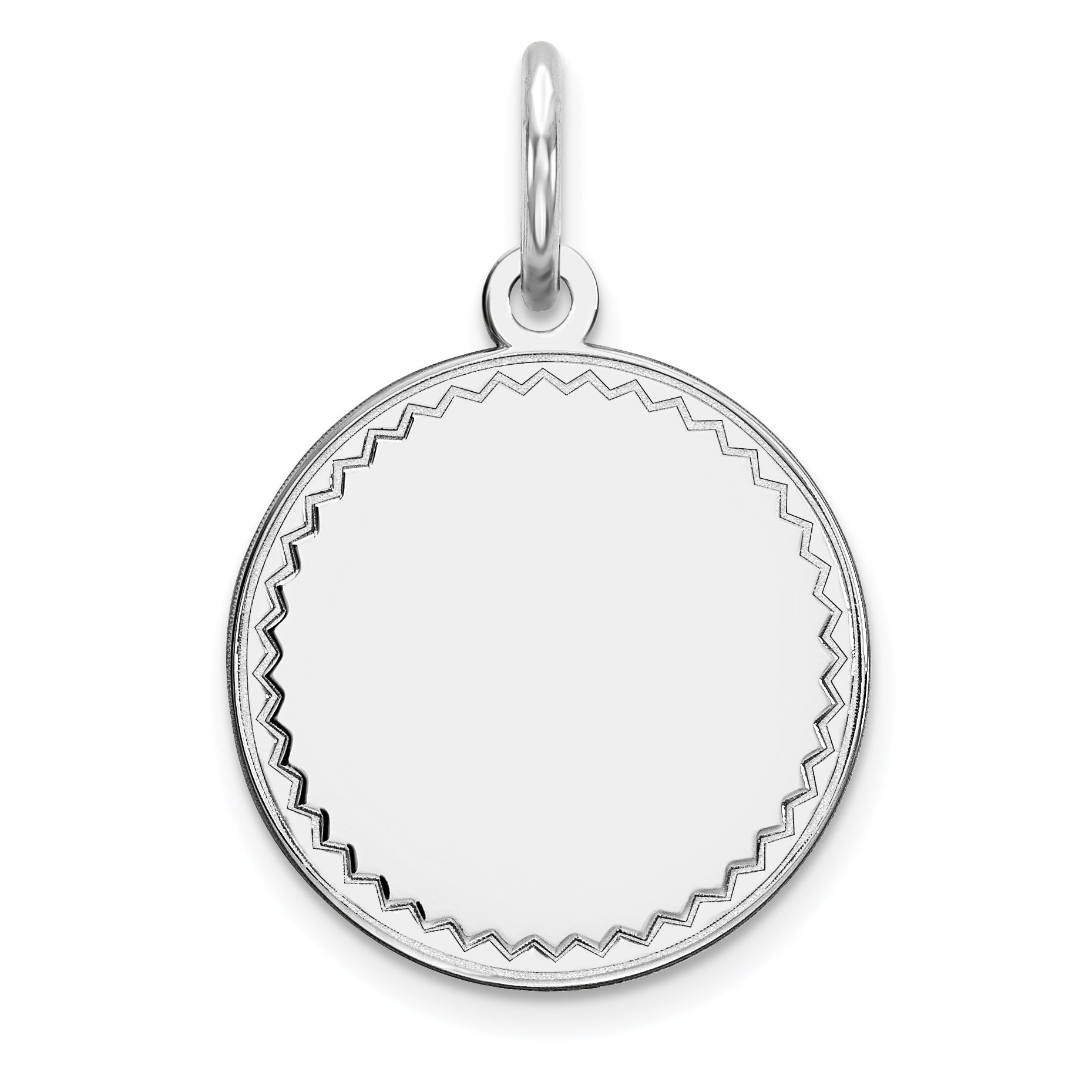 Sterling Silver Rhod-plated Eng. Rnd Polish Front/Satin Back Disc Charm Main image