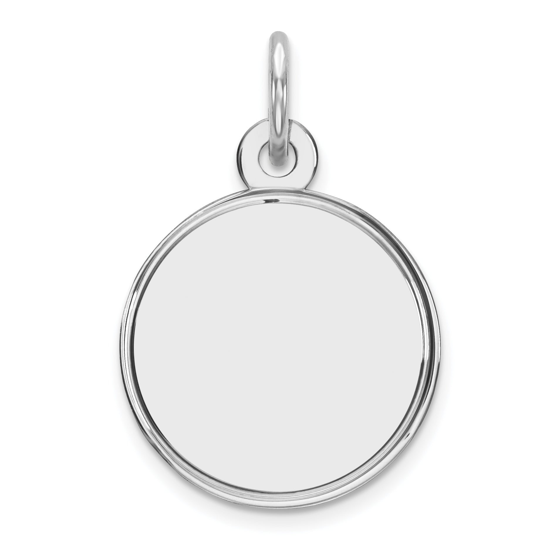 Sterling Silver Rhod-plated Eng. Rnd Polish Front/Satin Back Disc Charm Main image