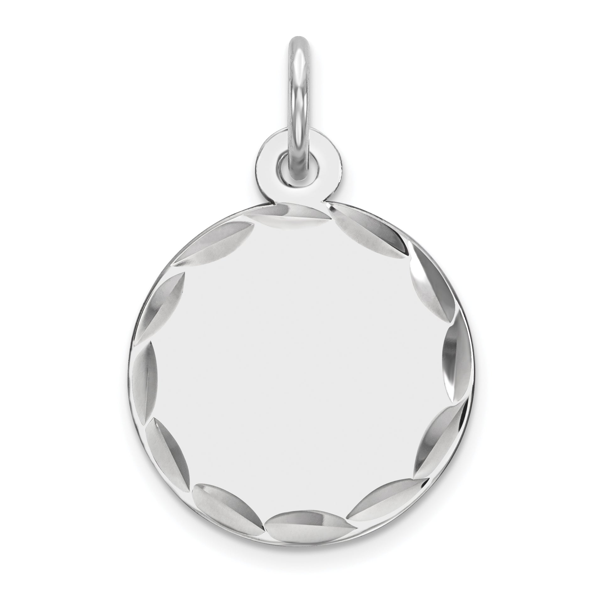 Sterling Silver Rhod-plated Eng. Rnd Polish Front/Satin Back Disc Charm Main image