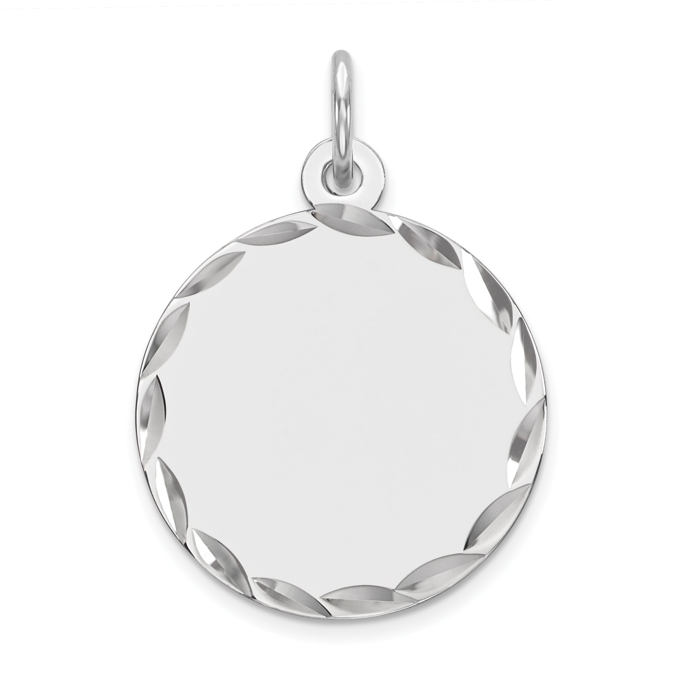 Sterling Silver Rhod-plated Eng. Rnd Polish Front/Satin Back Disc Charm Main image