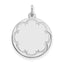 Sterling Silver Rhod-plated Eng. Rnd Polish Front/Satin Back Disc Charm