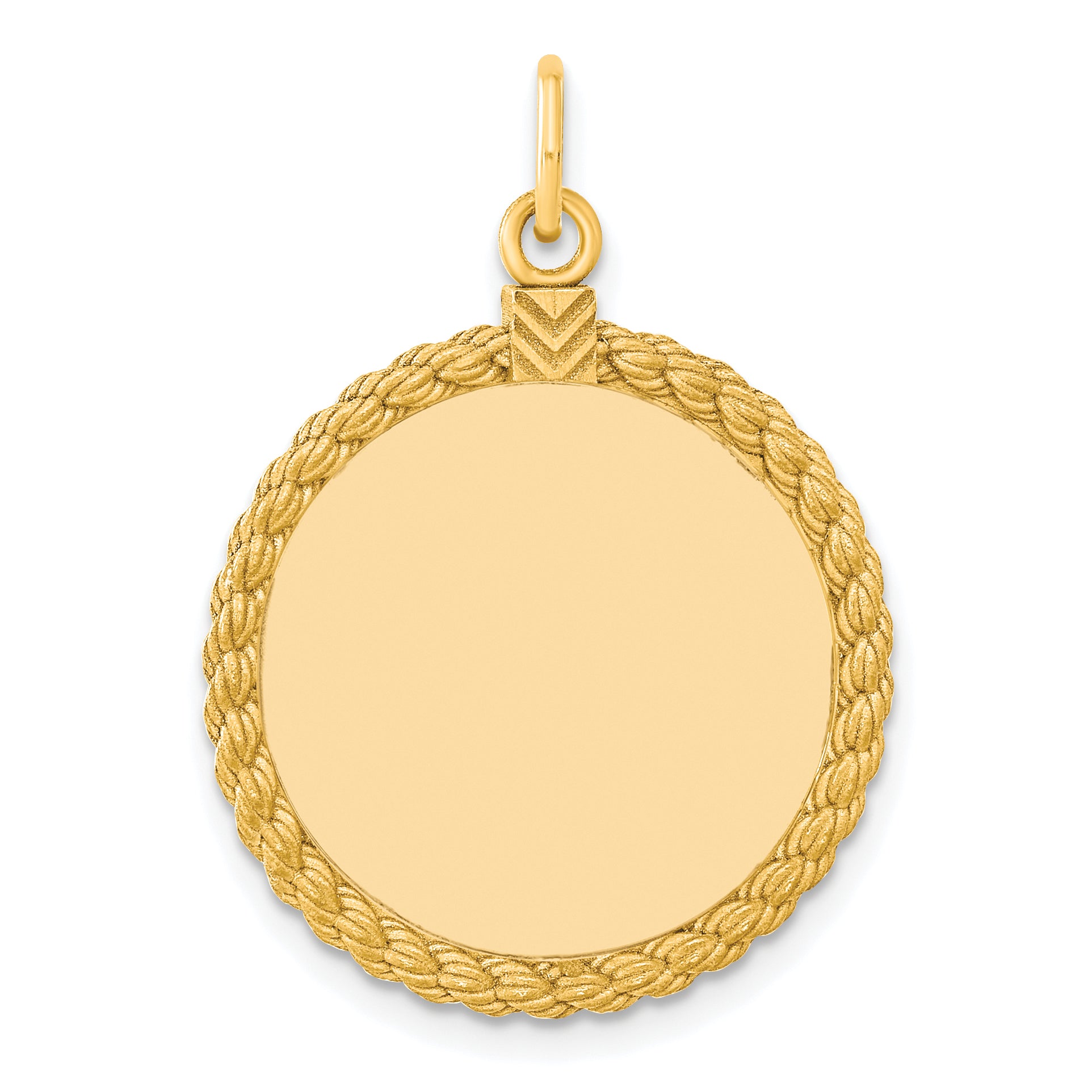 SS Gold Plate Engraveable Round with Rope Polished Front/Satin Back Disc Main image