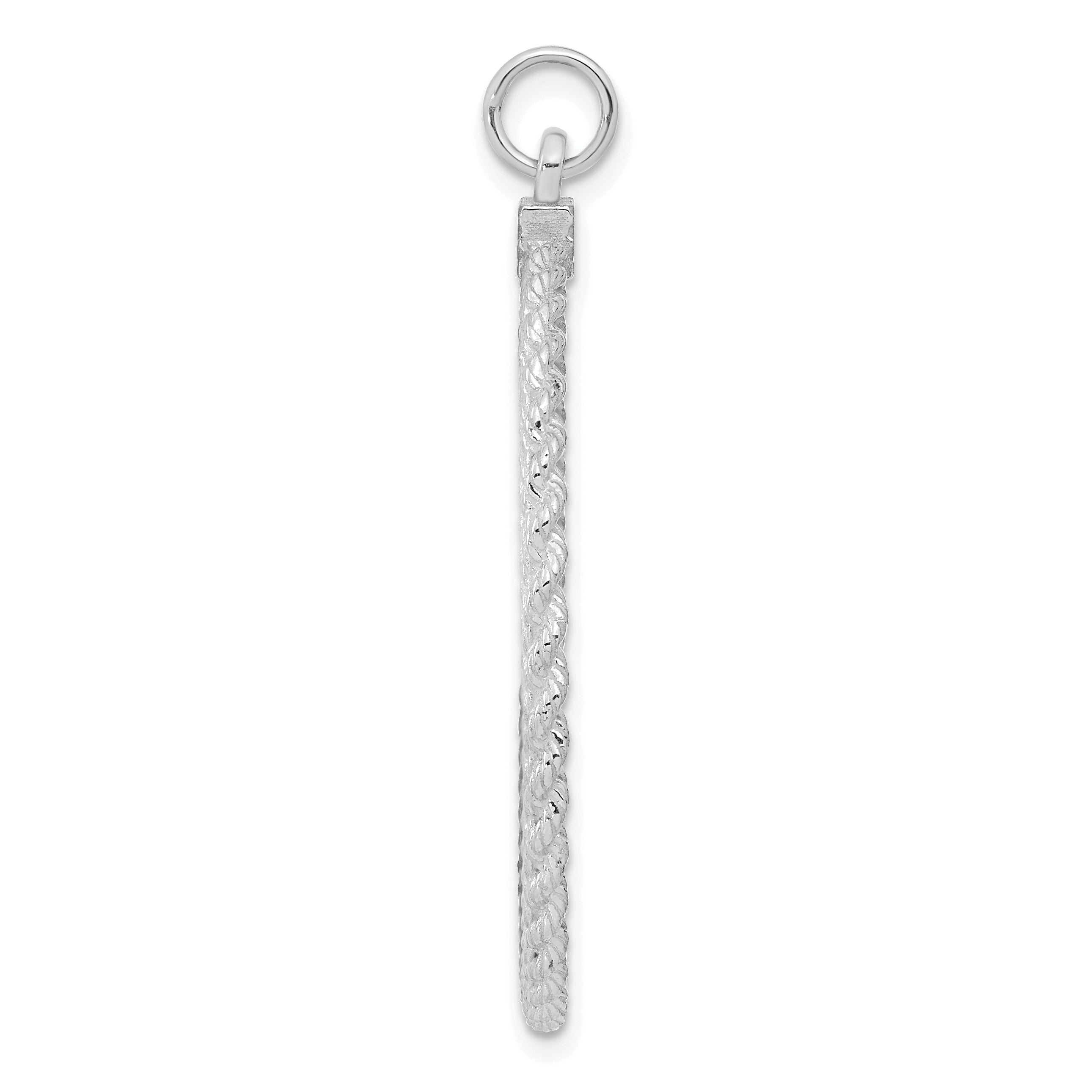 SS Rh-plt Engraveable Round with Rope Polished Front/Satin Back Disc Secondary image
