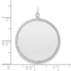SS Rh-plt Engraveable Round with Rope Polished Front/Satin Back Disc