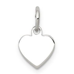 SS Rh-plt Engraveable Heart Polished Front/Satin Back Disc Charm