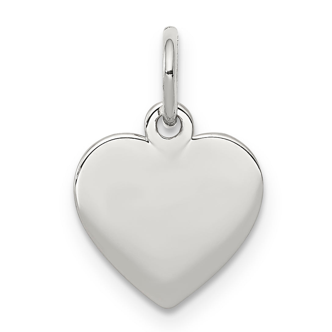SS Rh-plt Engraveable Heart Polished Front/Satin Back Disc Charm Main image