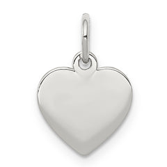 Sterling Silver Rhodium-plated Engraveable Heart Polished  Disc Charm