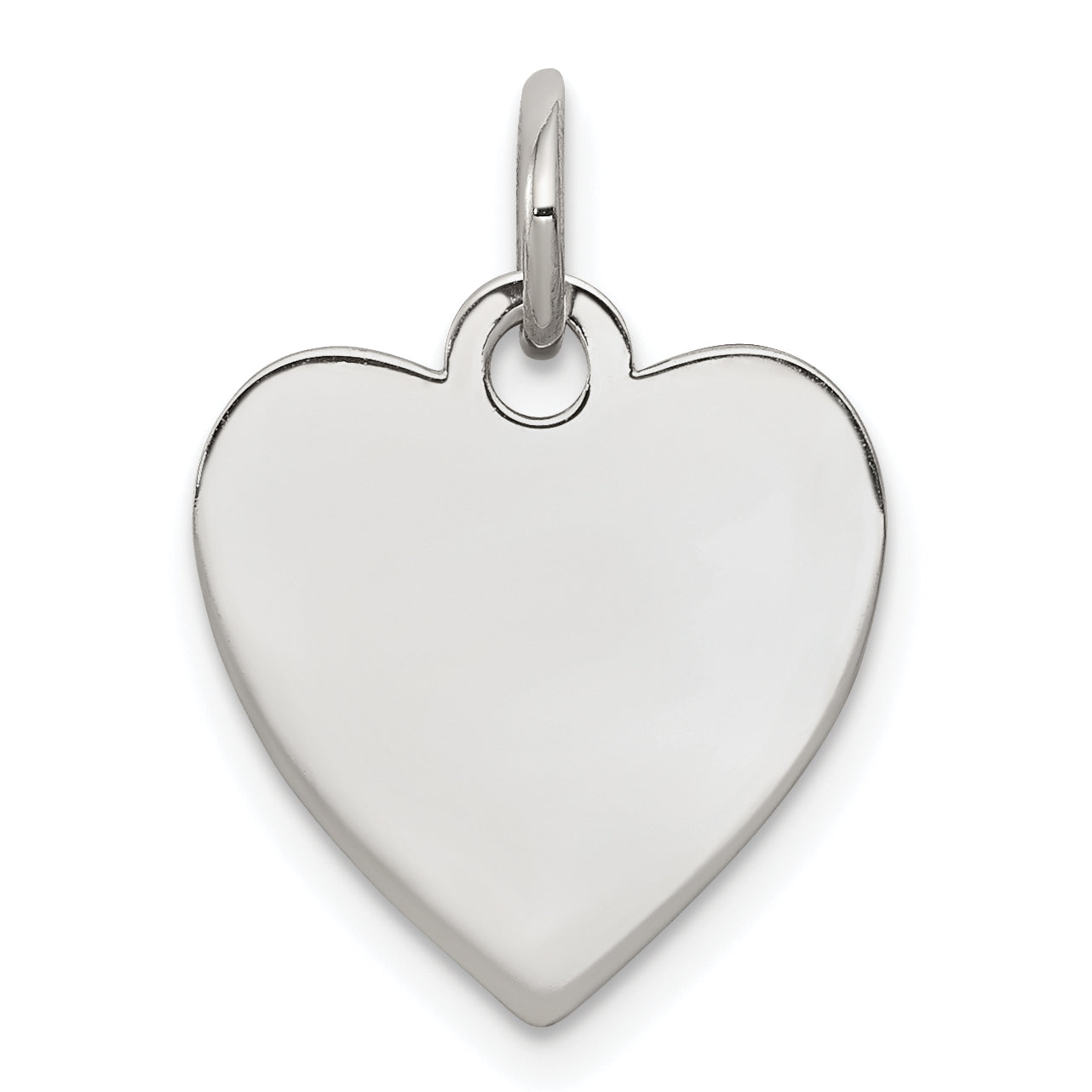 Sterling Silver Rhod-plated Eng. Heart Polish Front/Satin Back Disc Charm Main image