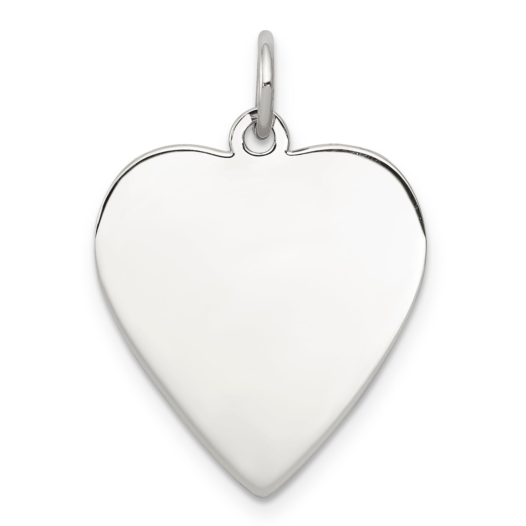 SS Rh-plt Engraveable Heart Polished Front/Satin Back Disc Charm Main image