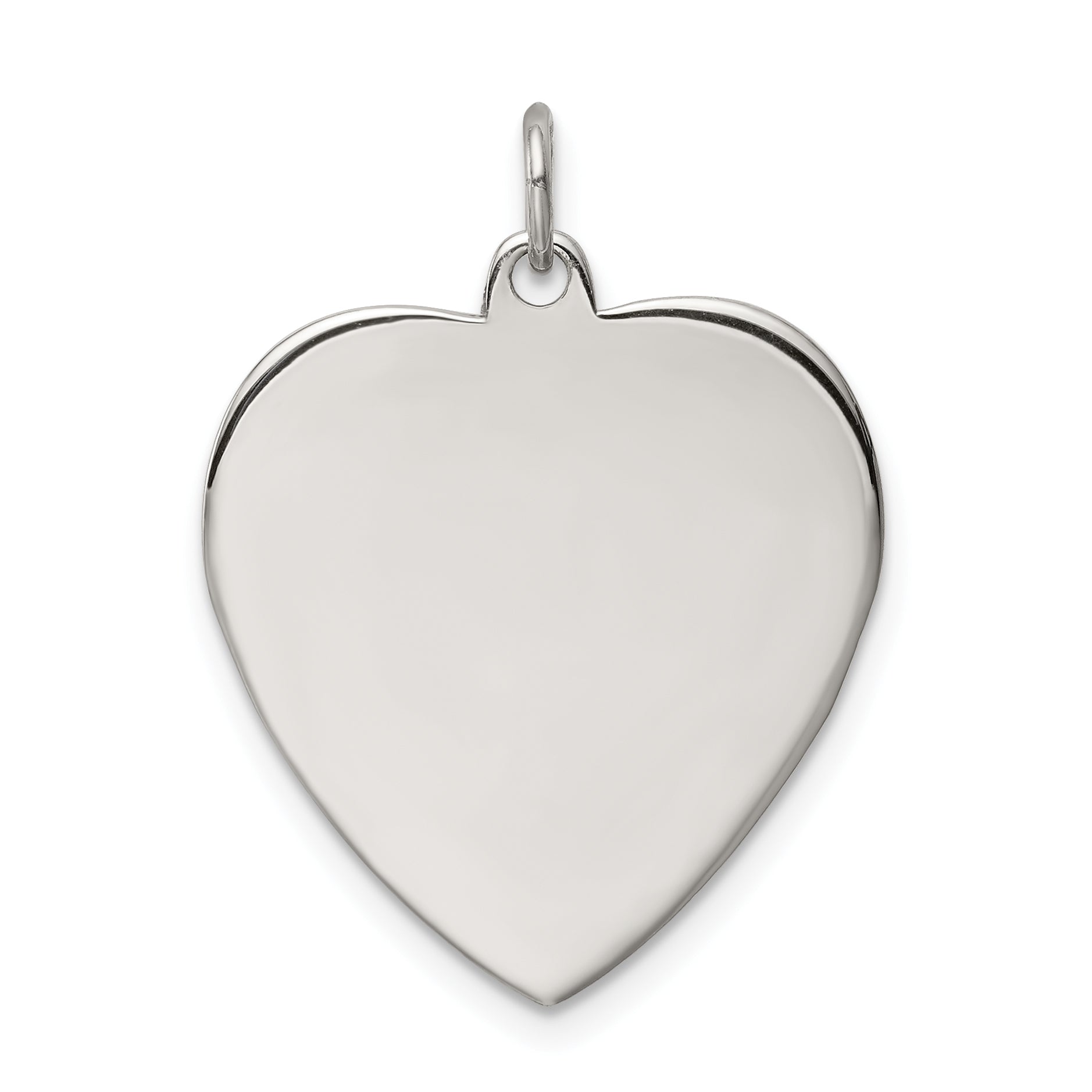 SS Rh-plt Engraveable Heart Polished Front/Satin Back Disc Charm Main image