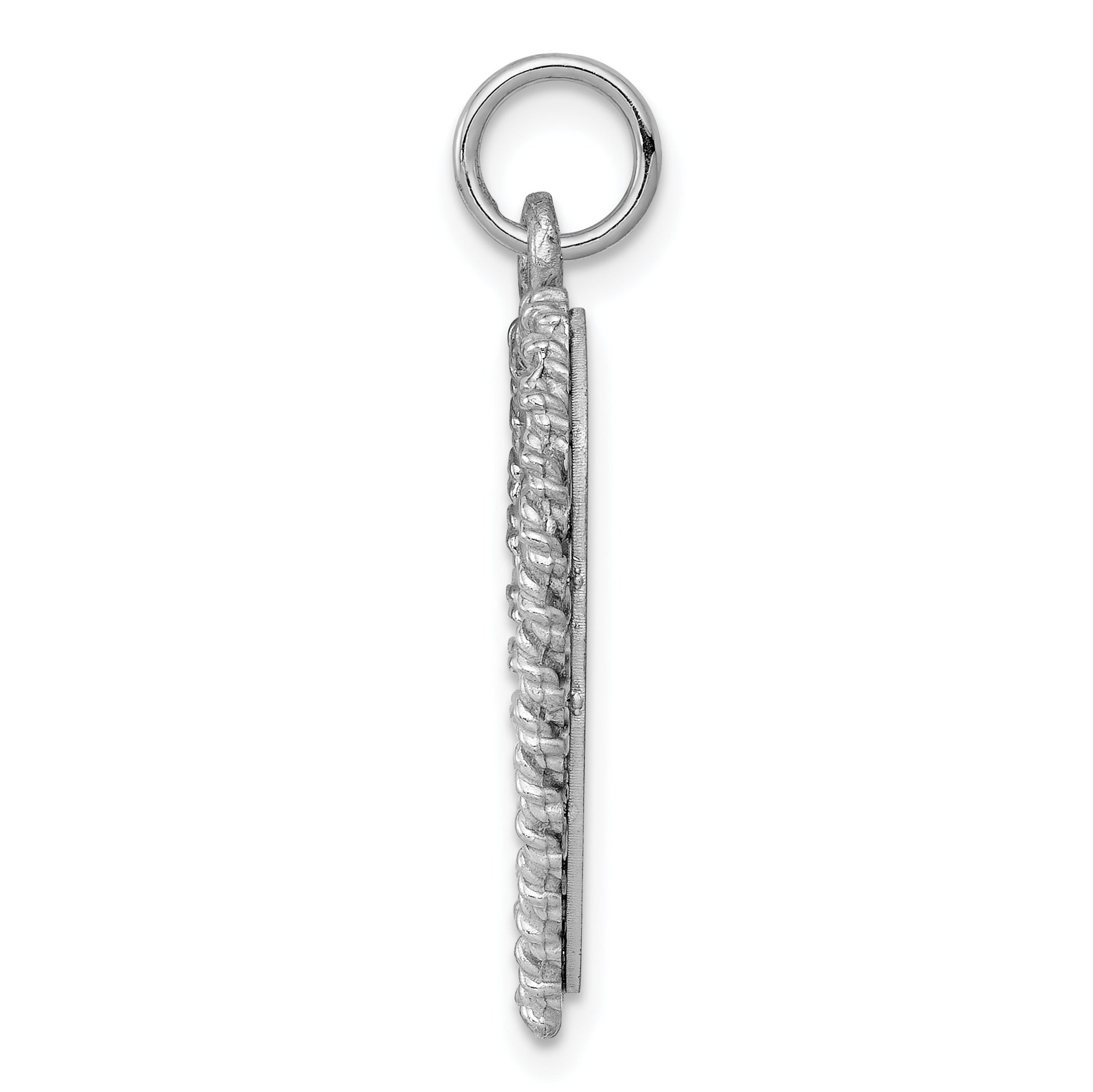 SS Rh-plt Engraveable Heart Polished Front/Satin Back Disc Charm Secondary image