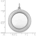 SS Rh-plt Engraveable Round Polished Front/Satin Back Disc Charm