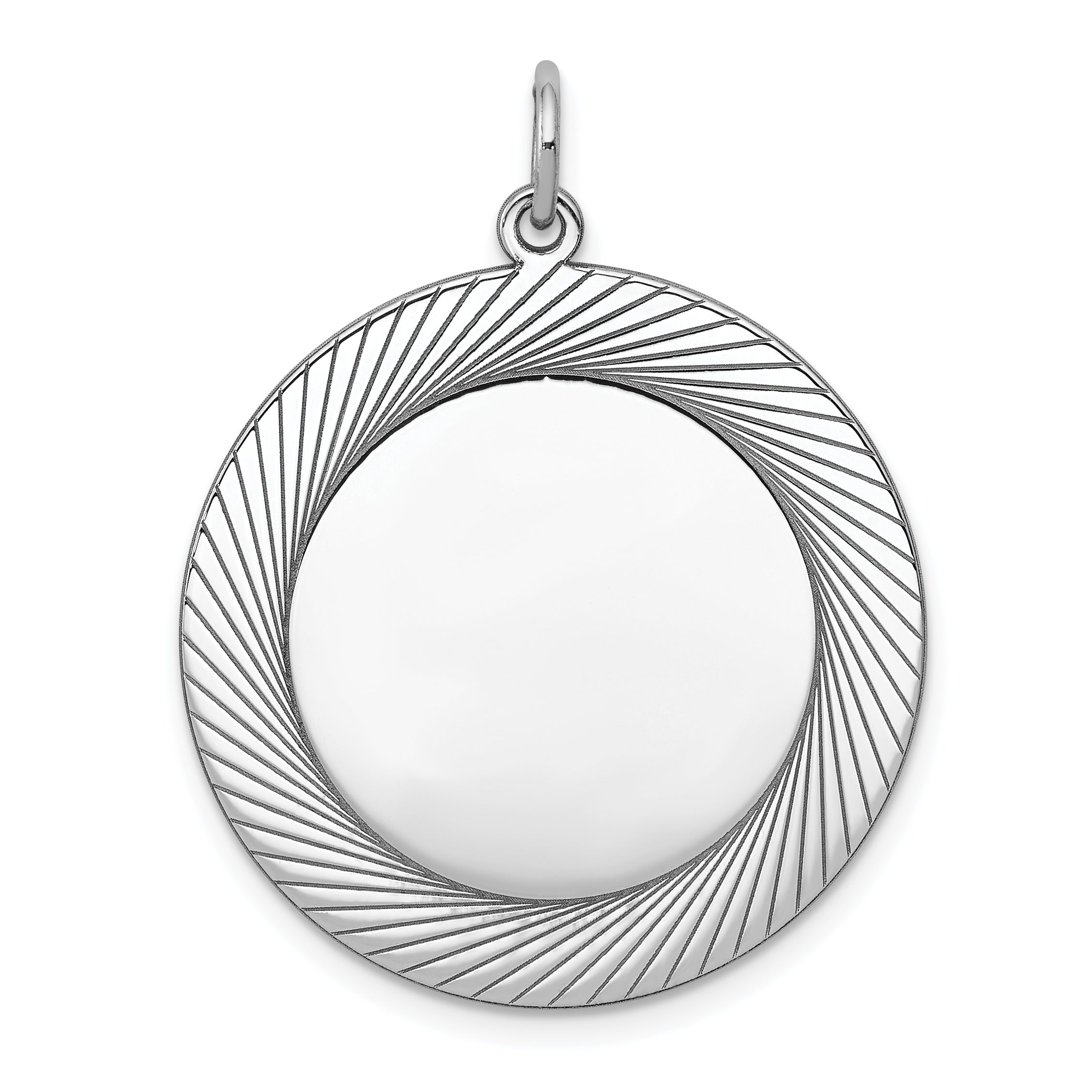 SS Rh-plt Engraveable Round Polished Front/Satin Back Disc Charm Main image
