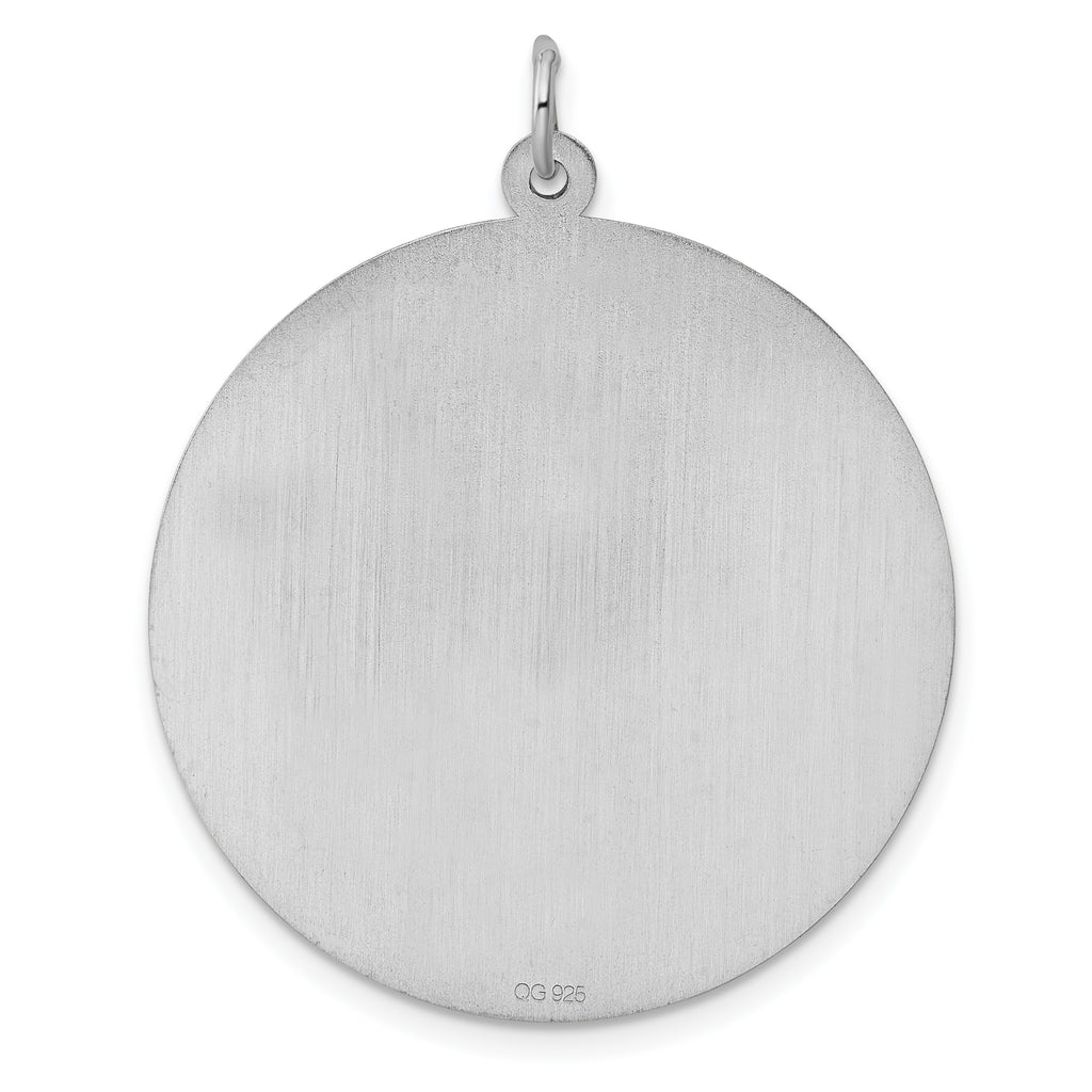 SS Rh-plt Engraveable Round Polished Front/Satin Back Disc Charm