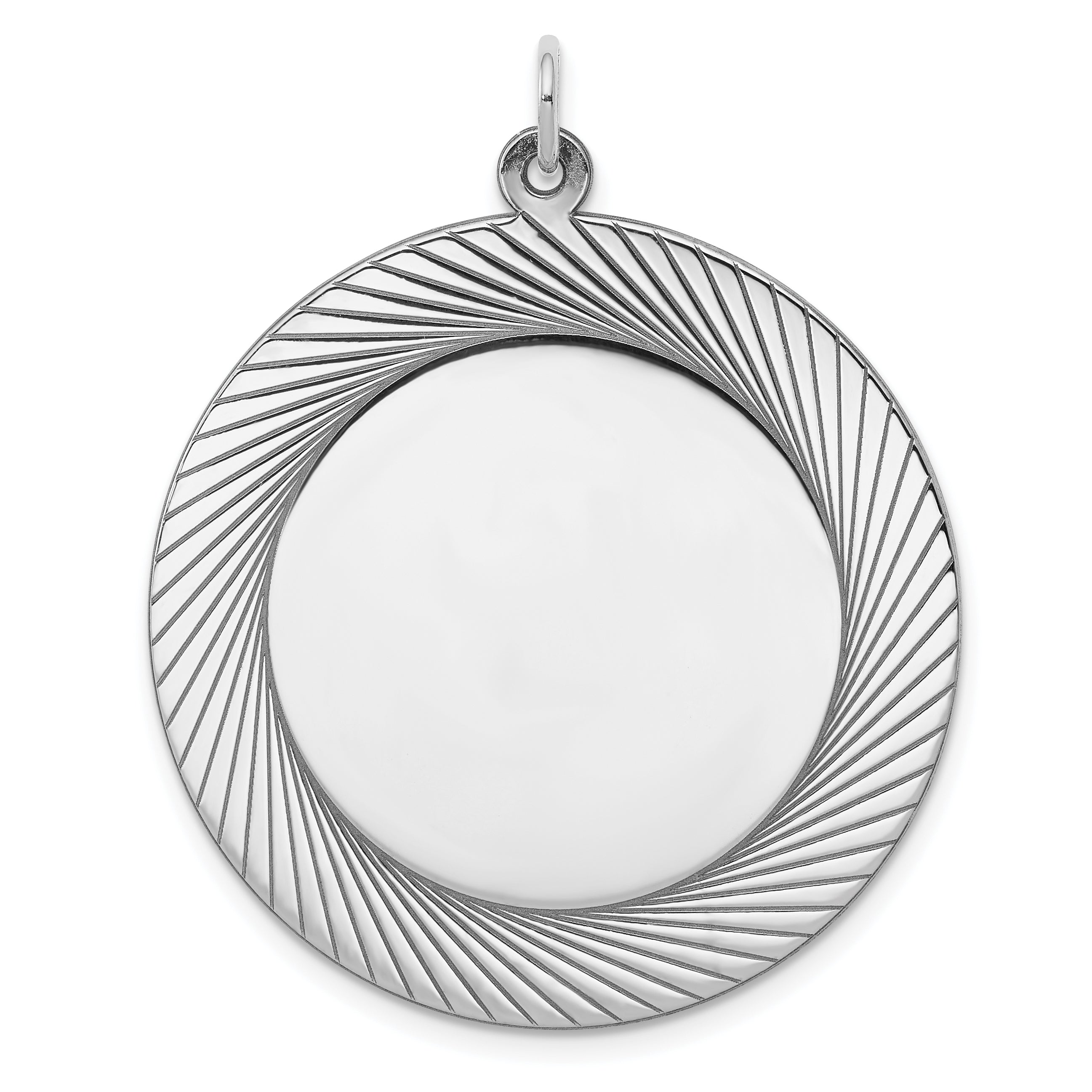 SS Rh-plt Engraveable Round Polished Front/Satin Back Disc Charm Main image