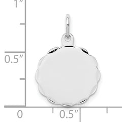 Sterling Silver Rh-plt Engraveable Polished Front/Satin Back Disc Charm