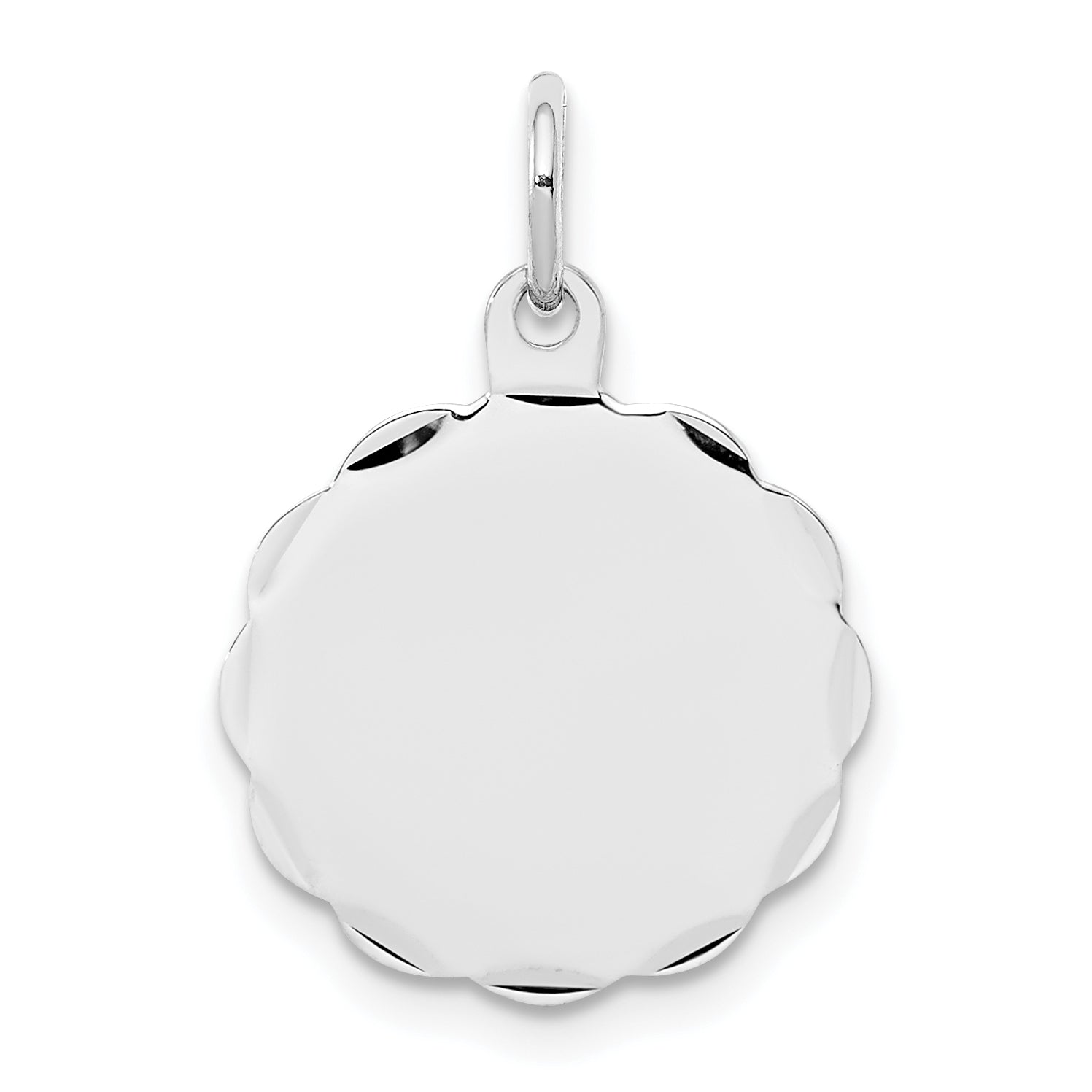 Sterling Silver Rh-plt Engraveable Polished Front/Satin Back Disc Charm Main image
