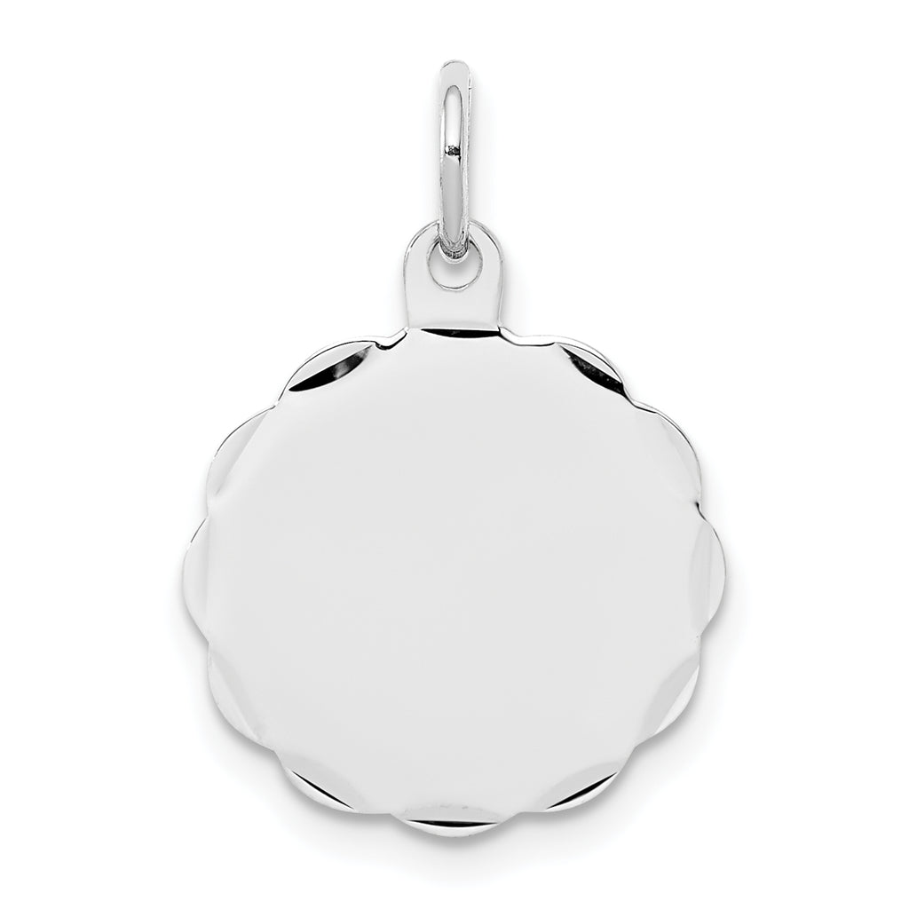 Sterling Silver Rh-plt Engraveable Polished Front/Satin Back Disc Charm