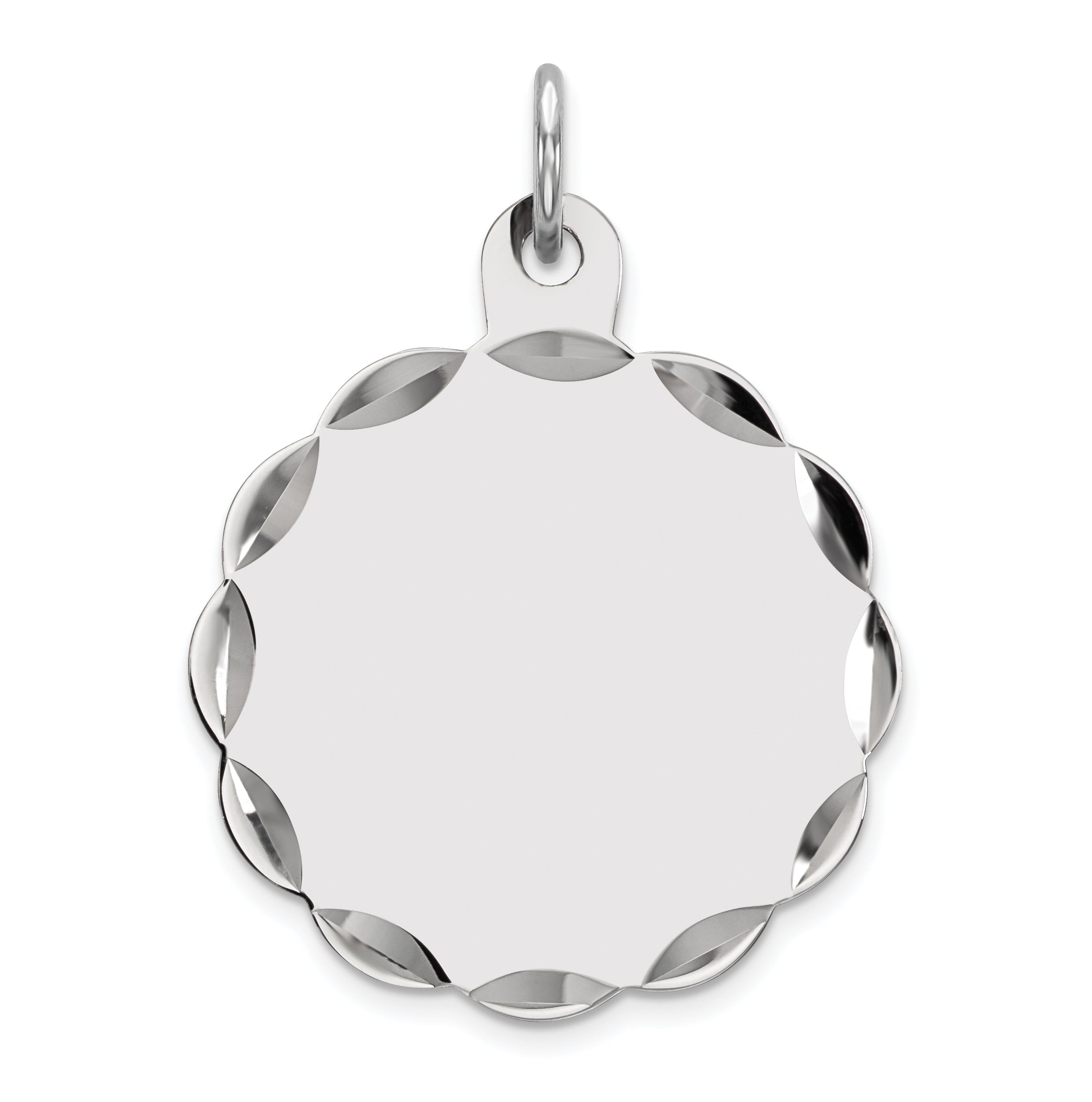Sterling Silver Rh-plt Engraveable Polished Front/Satin Back Disc Charm Main image