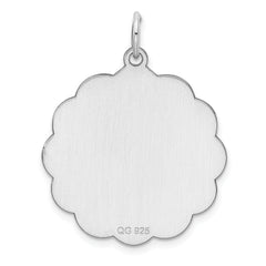 Sterling Silver Rh-plt Engraveable Polished Front/Satin Back Disc Charm