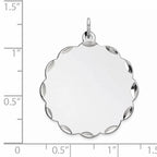 Sterling Silver Rh-plt Engraveable Polished Front/Satin Back Disc Charm