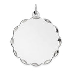 Sterling Silver Rh-plt Engraveable Polished Front/Satin Back Disc Charm