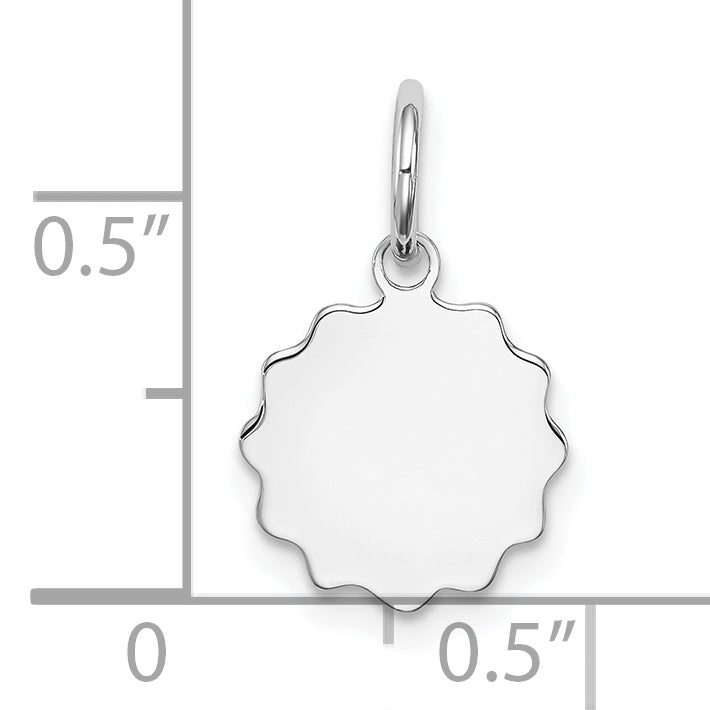 Sterling Silver Rh-plt Engraveable Polished Front/Satin Back Disc Charm