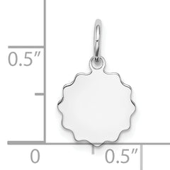 Sterling Silver Rh-plt Engraveable Polished Front/Satin Back Disc Charm
