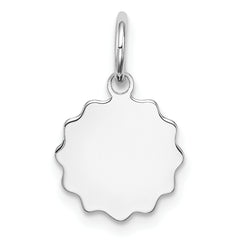 Sterling Silver Rh-plt Engraveable Polished Front/Satin Back Disc Charm